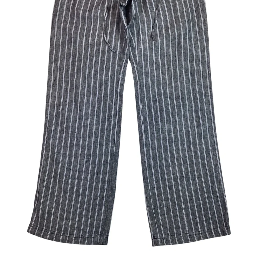 Tommy Bahama Santiago Linen Striped Pant Wide Leg Gray - Picture 3 of 9